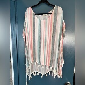 Roxy striped bikini cover up dress